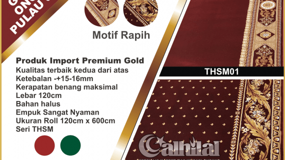 Karpet masjid premium gold tebal merah